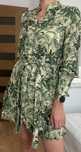 NOWA 34 XS ZARA sukienka szmizjerka zielona khaki print len wiskoza