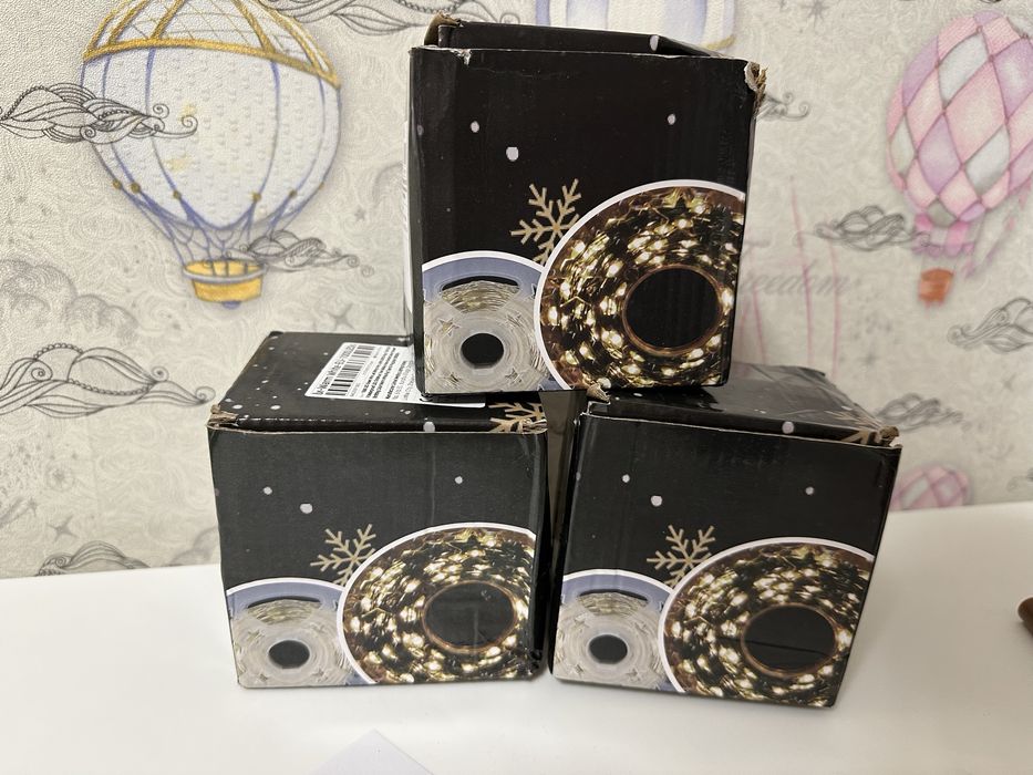 Гірлянда роса теплий білий колір 100 метрів на зеленому дроті