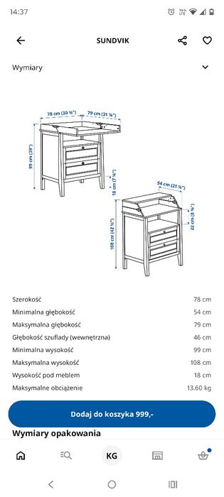 Przewijak Ikea sundvik