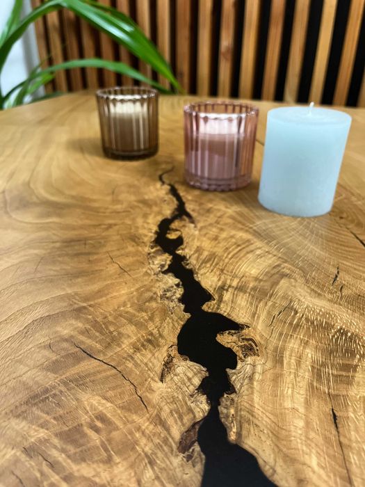 Stolik kawowy duży dębowy salon dąb loft lite drewno monolit