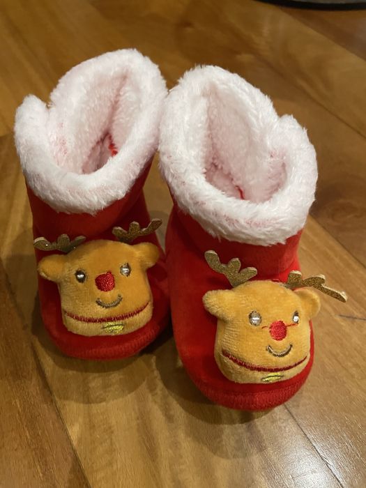 Pantufas bebe com renas natal