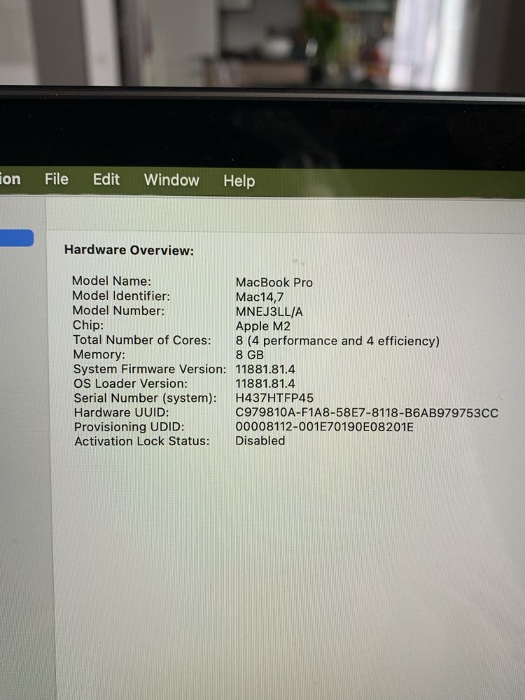 MacBook Pro M2 13,3" 8GB RAM 512GB (2022)