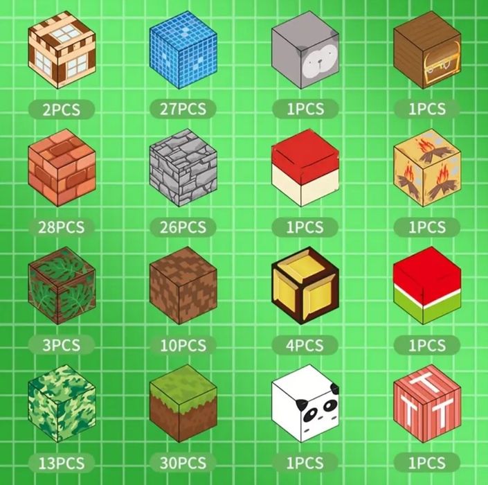 Уцінка! Конструктор Майнкрафт магнітний 150 та 100 елементів