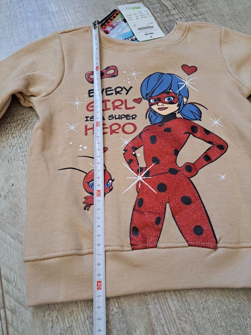 Bluza dziewczęca - Czerwona Biedronka,  Miraculous- rozm 98/104