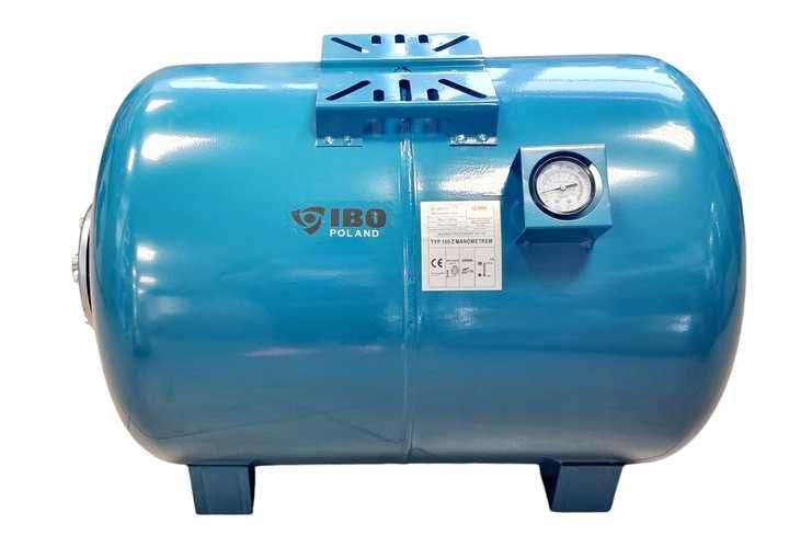 Zbiornik przeponowy poziomy IBO 100L z manometrem. Mocny!!