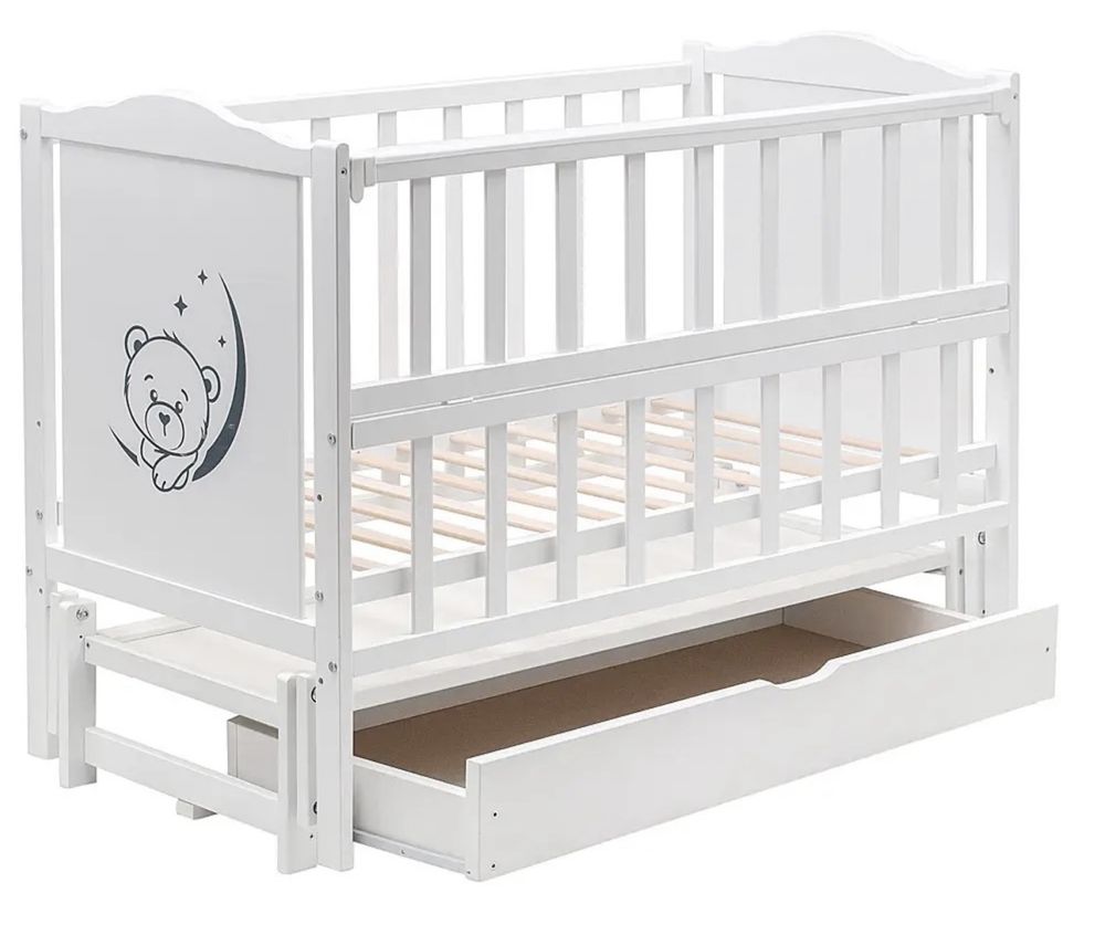 Ліжечко Babyroom Тедді біле з матрацом!!!