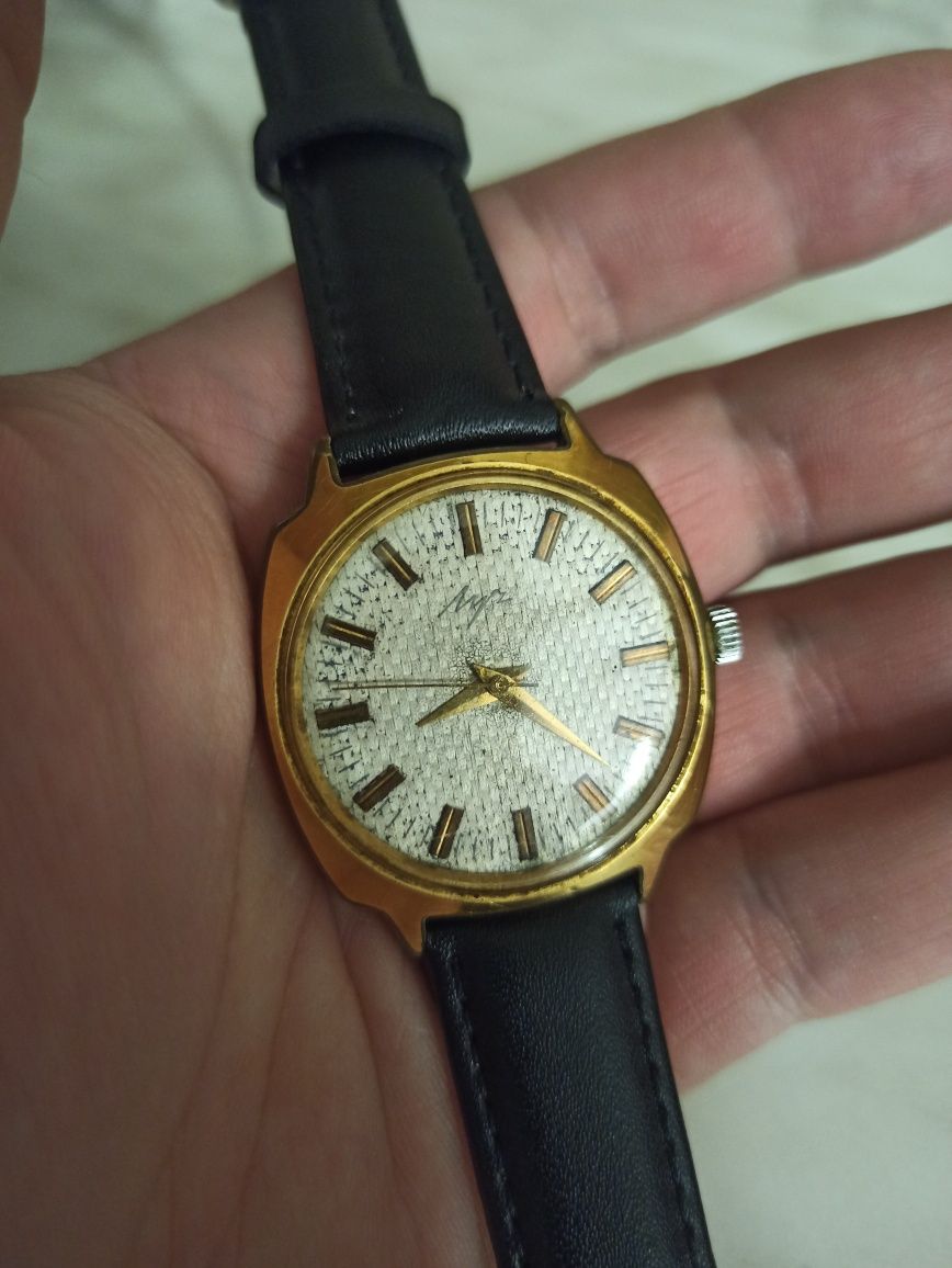 Часы Луч тонкие позолота ау 10, годинник СССР