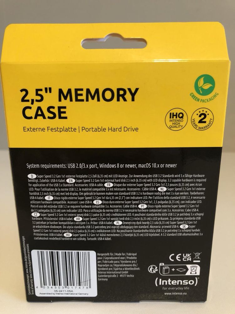 Зовнішній жорсткий диск Накопичувач Intenso Memory Case 2 ТБ