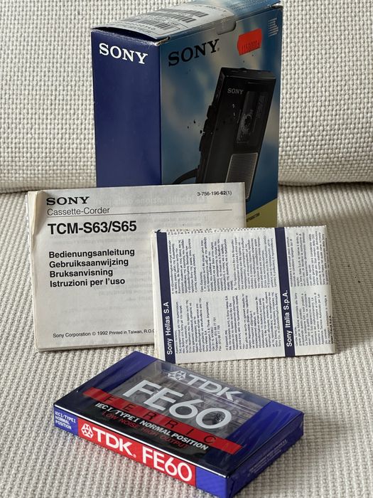 Walkman Dyktafon  SONY TCM-S65 TCM S65. Pudelko instrukcje.