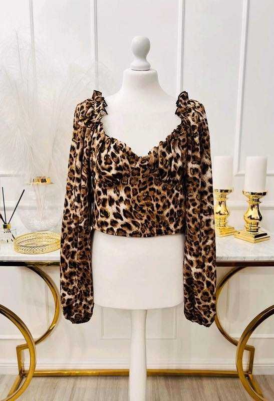 Bluzka w panterkę, crop top 40