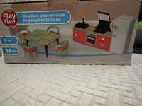 Zestaw mebli domek dla lalek salon kuchnia playtive drewniany