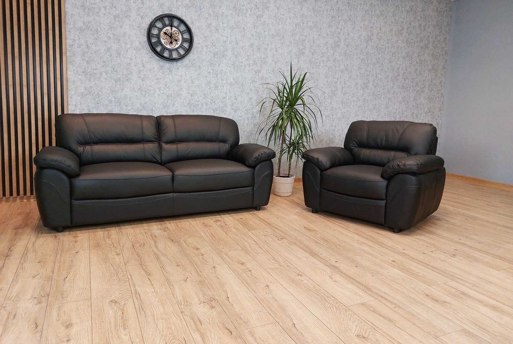 Wygodny skórzany komplet 3+1 ze skóry naturalnej Sofa Kanapa + fotel