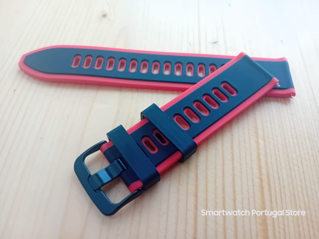 Bracelete em silicone 22mm (Nova) Preta e Vermelha