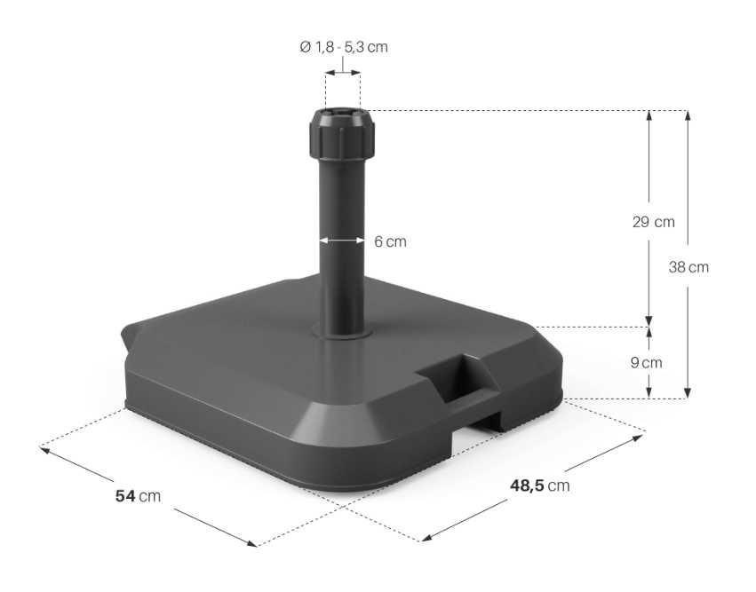 Base quadrada para chapéu-sol 39 kg antracite Naterial