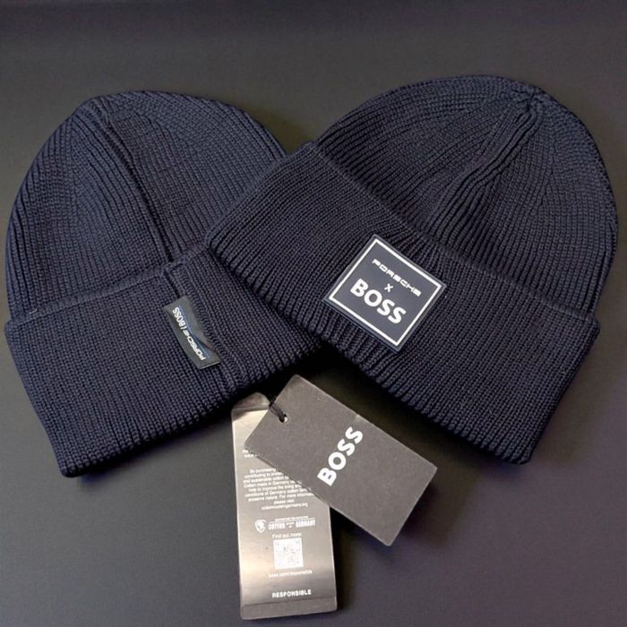 Шапка Hugo Boss синя чоловіча шапка хюго босс синя чоловіча бавовняна