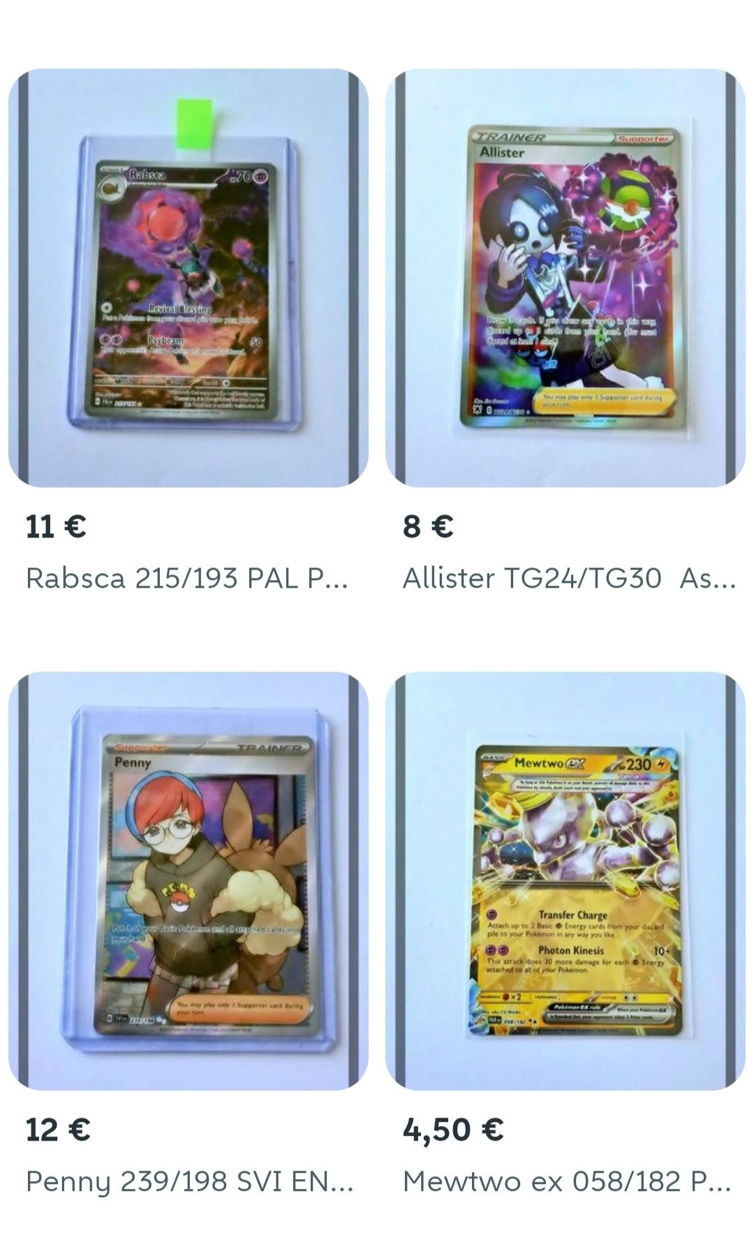 ANÚNCIO 1 Cartas Pokémo todas FULL ARTS, Preços nas fotos!!