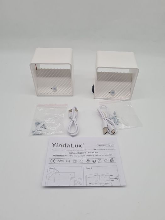 YindaLux 2 sztuki 3000mAh lampa ścienna z czujnikiem ruchu wewnątrzna