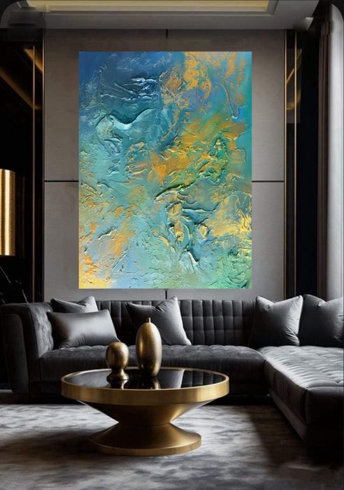 Obraz abstrakcyjny abstrakcja recznie malowany strukturalny