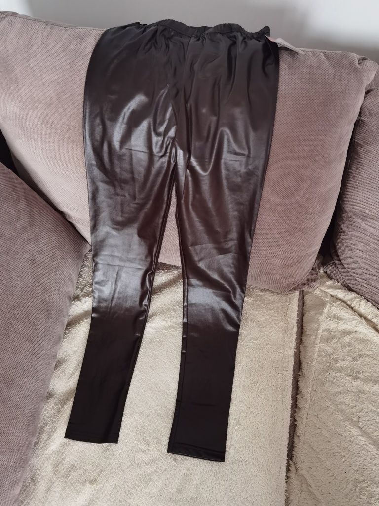 Leginsy kolor ciemny latex  brąz S/M