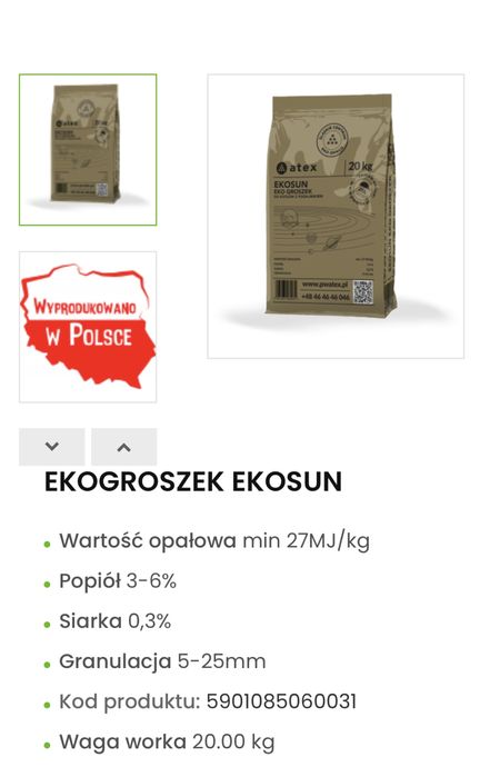 Ekogroszek Ekosun polecamy dostawa GRATIS do 3 dni