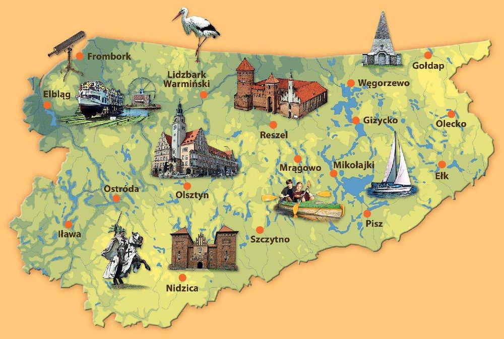 MAPA ATRAKCJI turystycznych Warmia i Mazury 1:225 000 COMPASS W.4