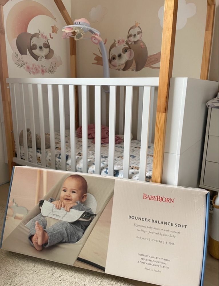 BabyBjörn, Balance Soft Mesh, leżaczek, szaro-beżowy jak nowy