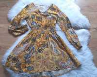 wiskozowa sukienka z gumką w pasie i na rękawach  marki Orsay r 32