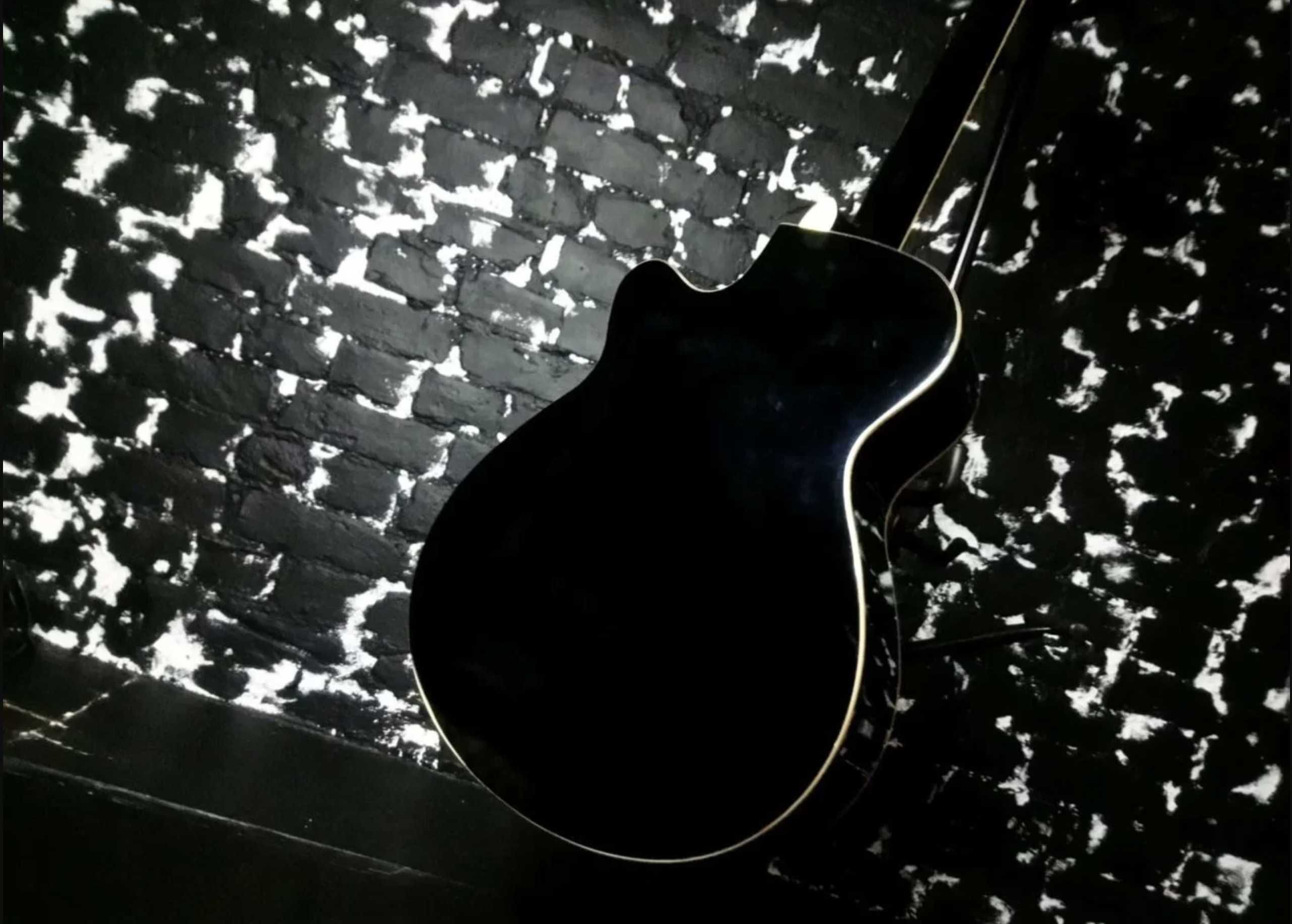 акустическая японская полноразмерная гитара 4/4 черная глянцевая новая
