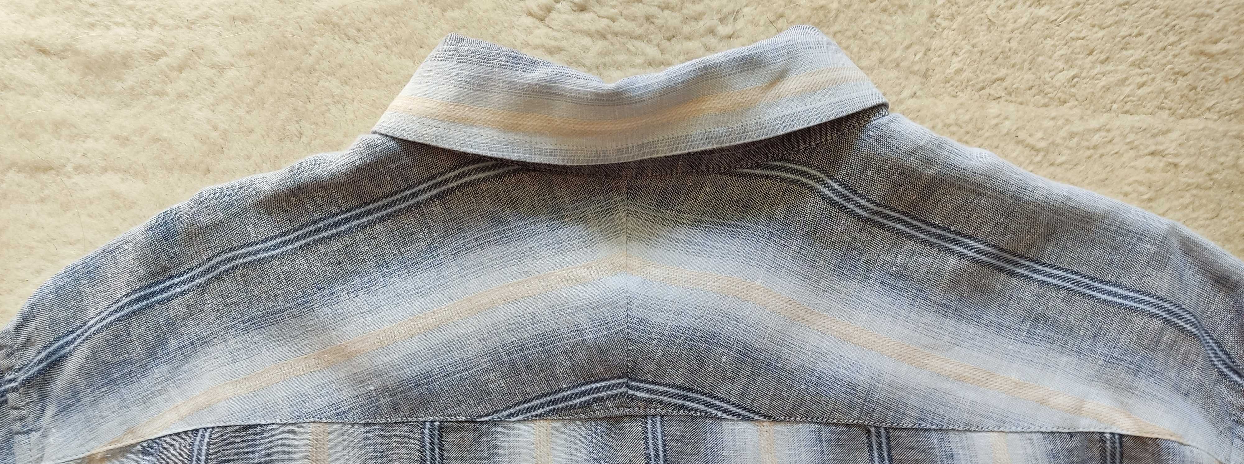 Piękna lniana koszula Marks & Spencer Autograph z krótkim rękawem XL