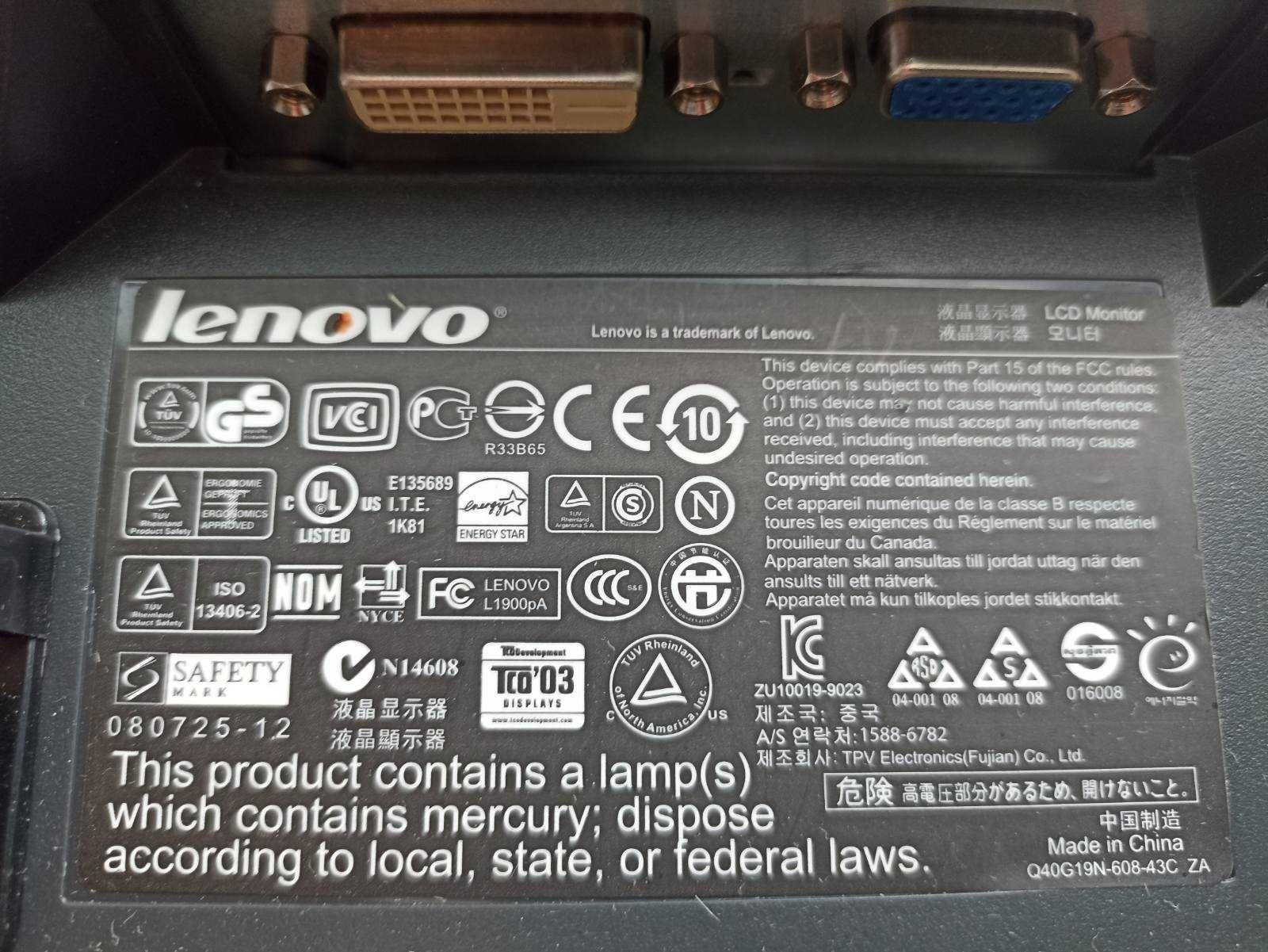 Монитор 19" Lenovo 1280*1024