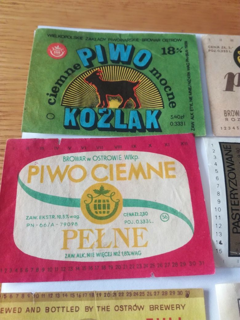 Stare etykiety piwne Browar Ostrów Wlkp 1966 piwie 1973 etykieta  1989