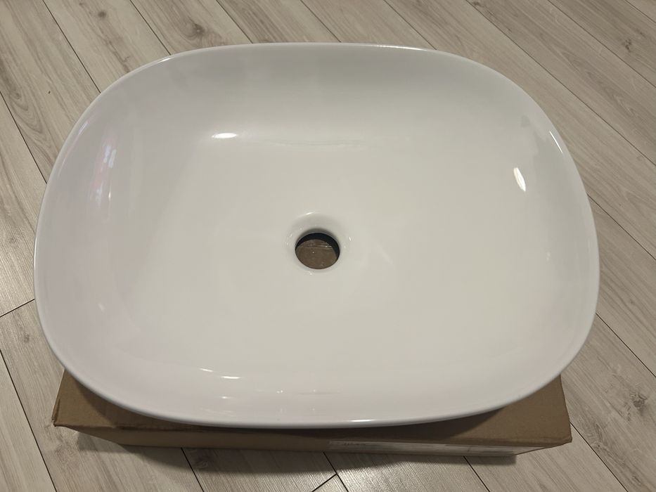 Jima umywalka nablatowa 46x37 cm owalna, biały połysk