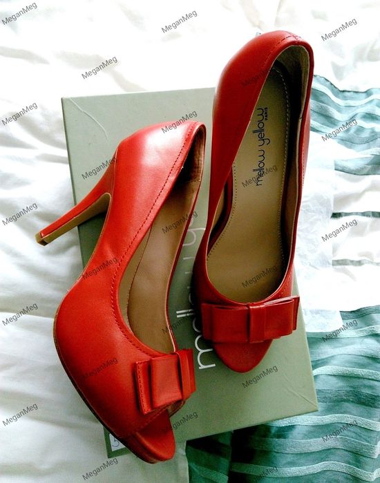 Czółenka peep toe 100% skóra naturalna licowa