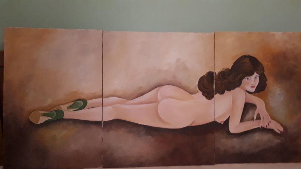 pintura em tela nu feminino