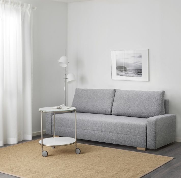 Sofa, kanapa  3 osobowa, rozkładana, szara z ikea + gratis