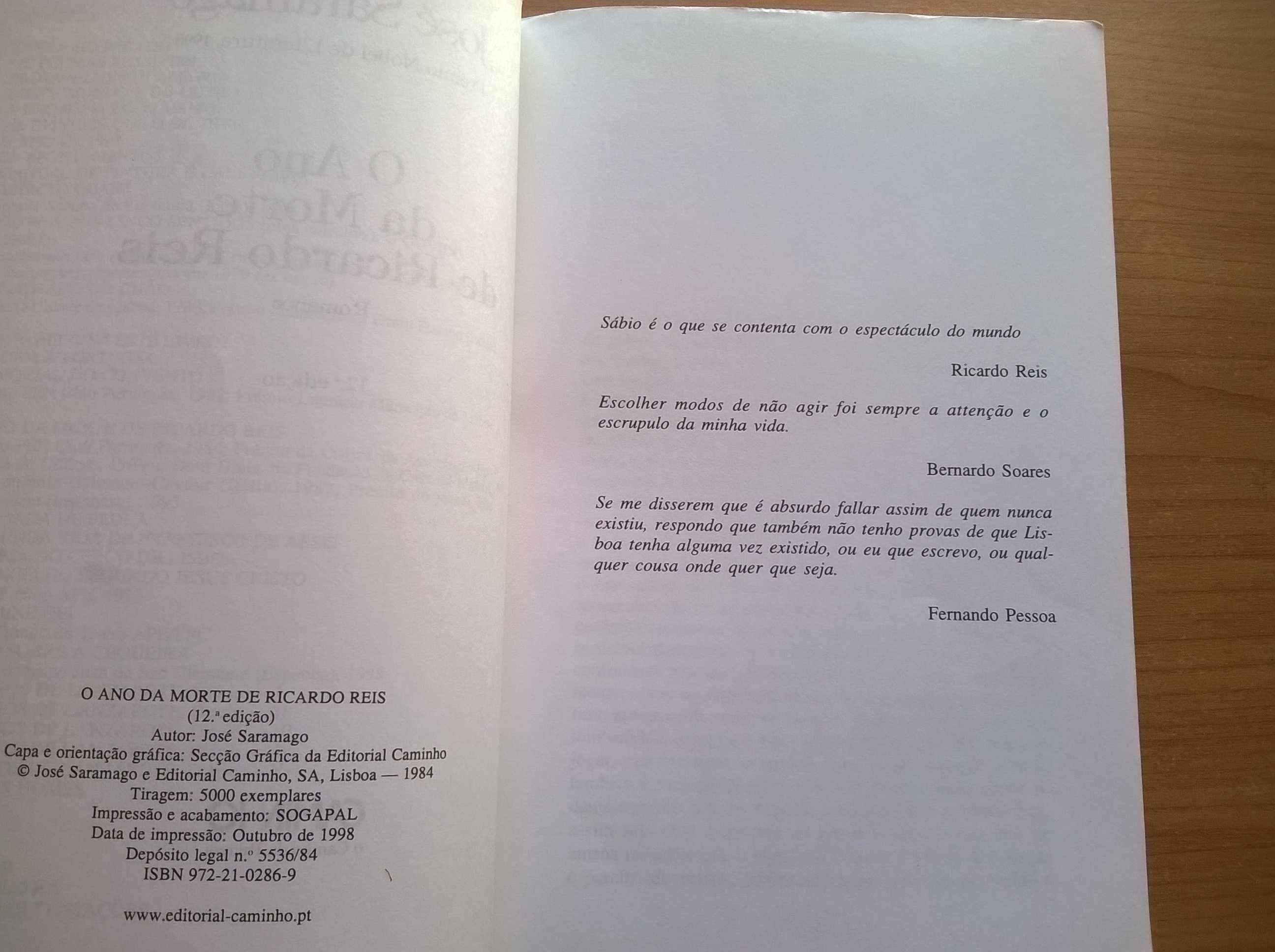 O Ano da Morte de Ricardo Reis - José Saramago