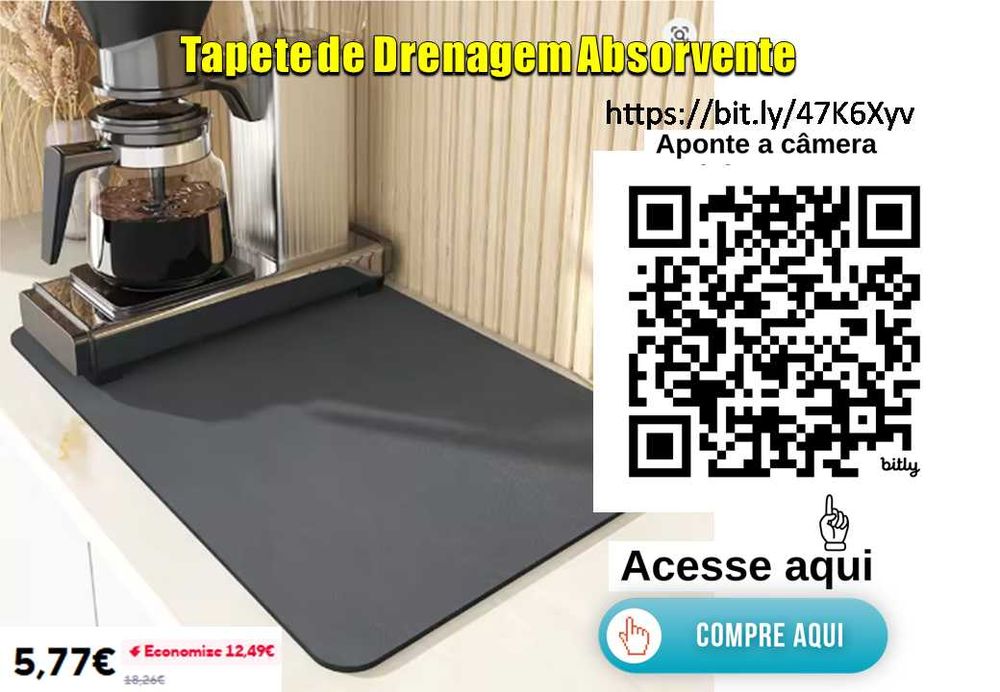 Absorvente Drenante Tapete de Secagem de Pratos de Café Almofada