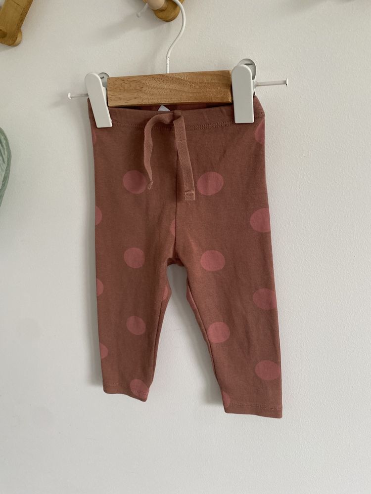 Legginsy zara 74 brązowe w grochy różowe