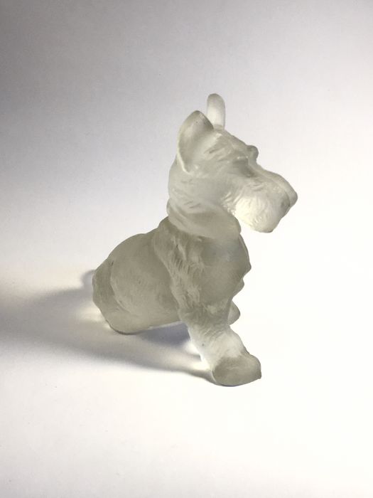 Terier, Szkocki Terier, pies ze szkła, szkło satynowe, lata 60/70