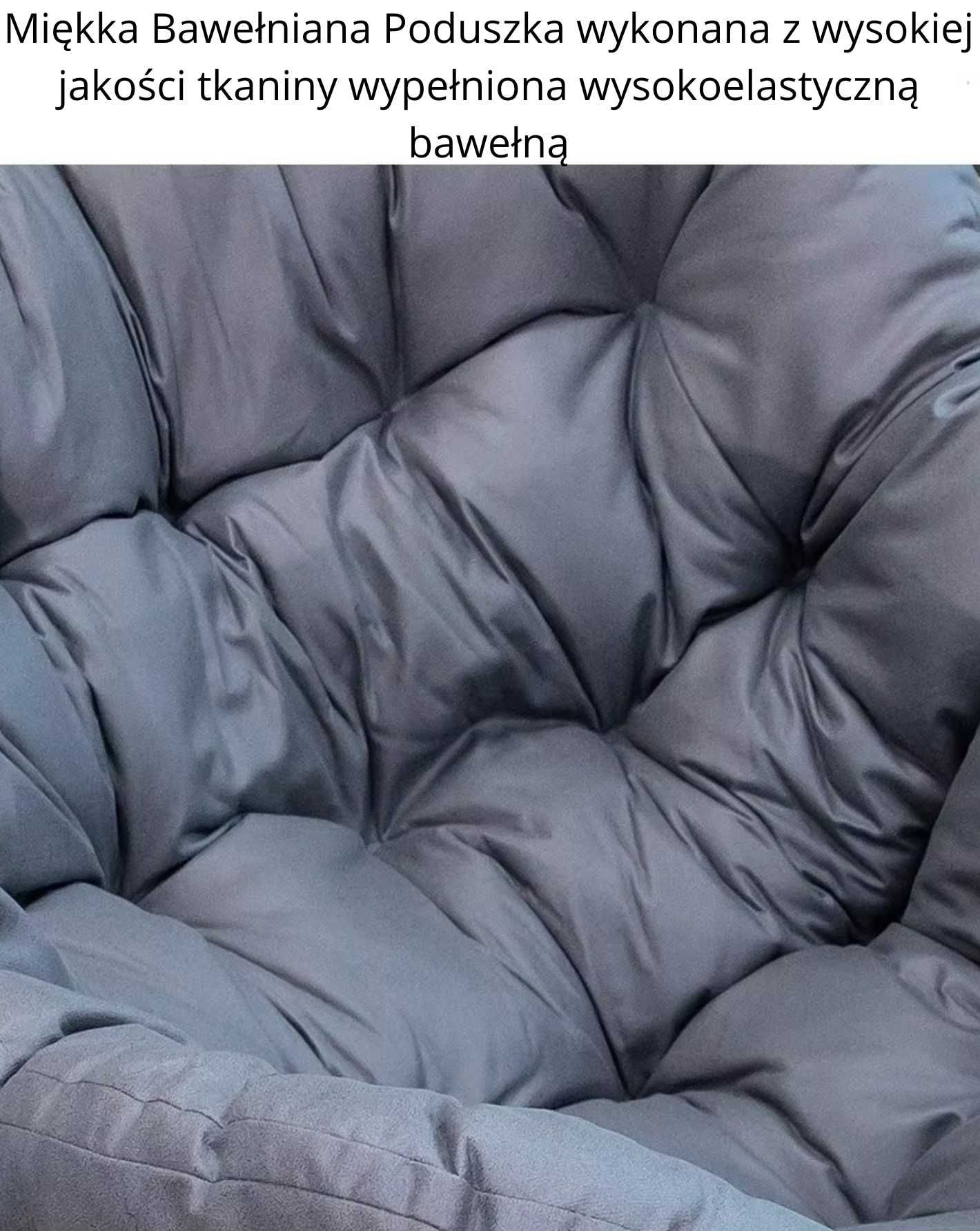 Fotel Bujany Sofa Z Rattanu Poduszka XXL - Szary + Podnóżek 118x95 Cm