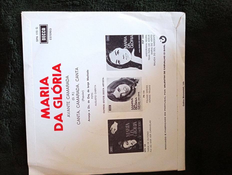 Maria Da Glória – Avante Camarada / Canta, Camarada, Canta - 1974