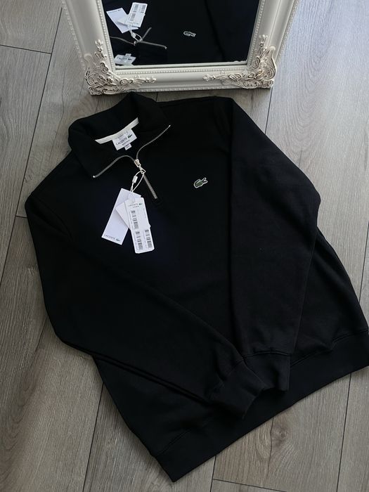 Кофта Lacoste, зипка полузамок 1/3, зип, чорна кофта лакосте