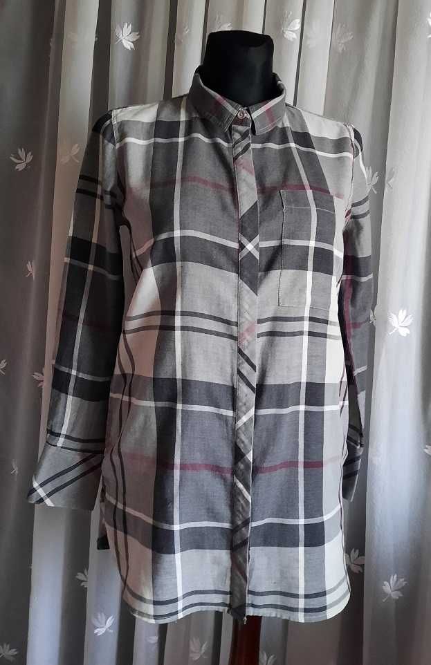 Barbour idealna oryginał logowana krata koszula tunika szara XS S S/M