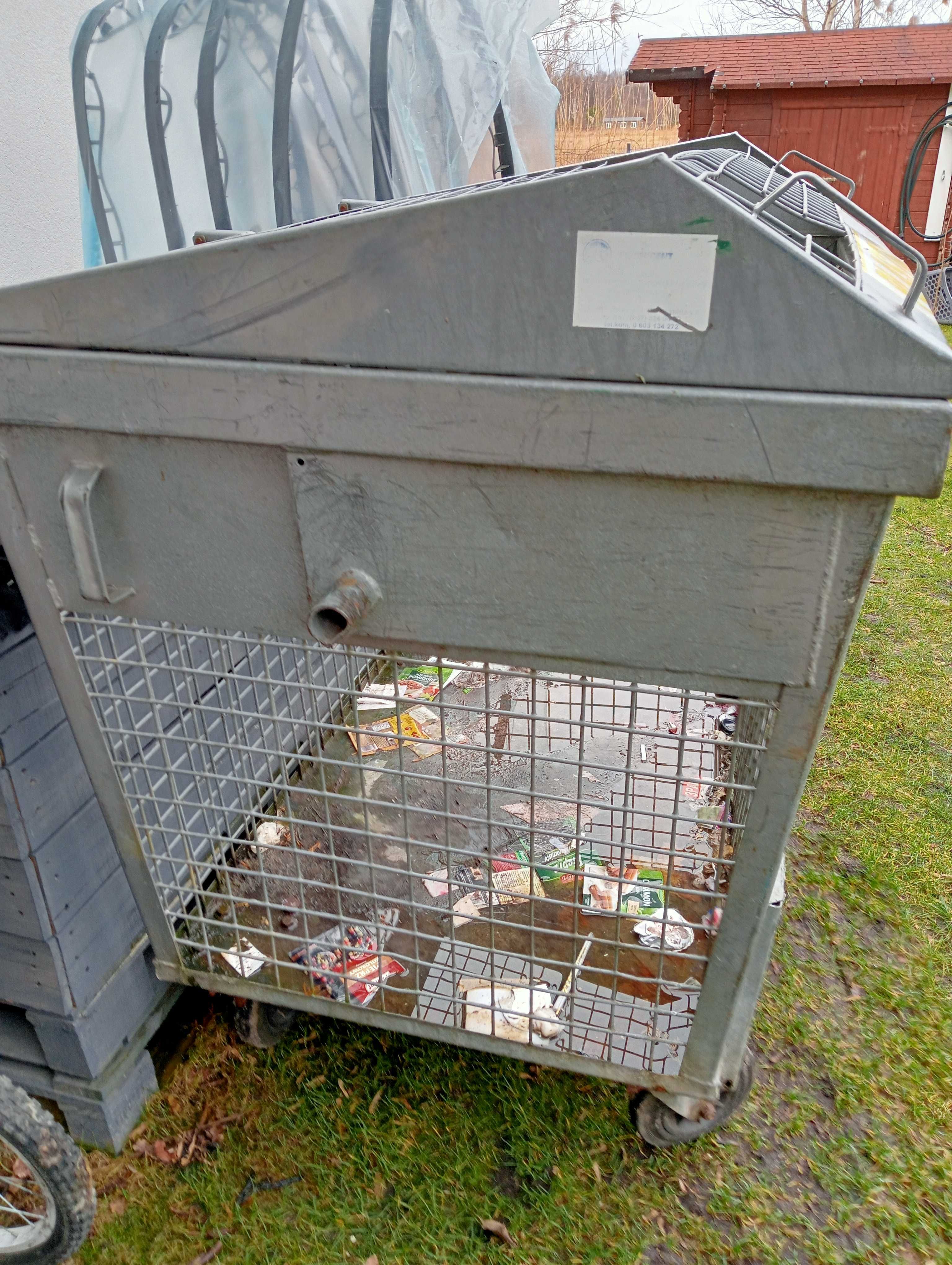Pojemnik kosz na śmieci 1100 l siatkowy ocynk metalowy