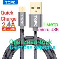 Премиум качество Оригинал Topk микро-юсб кабель micro-usb зарядка шнур