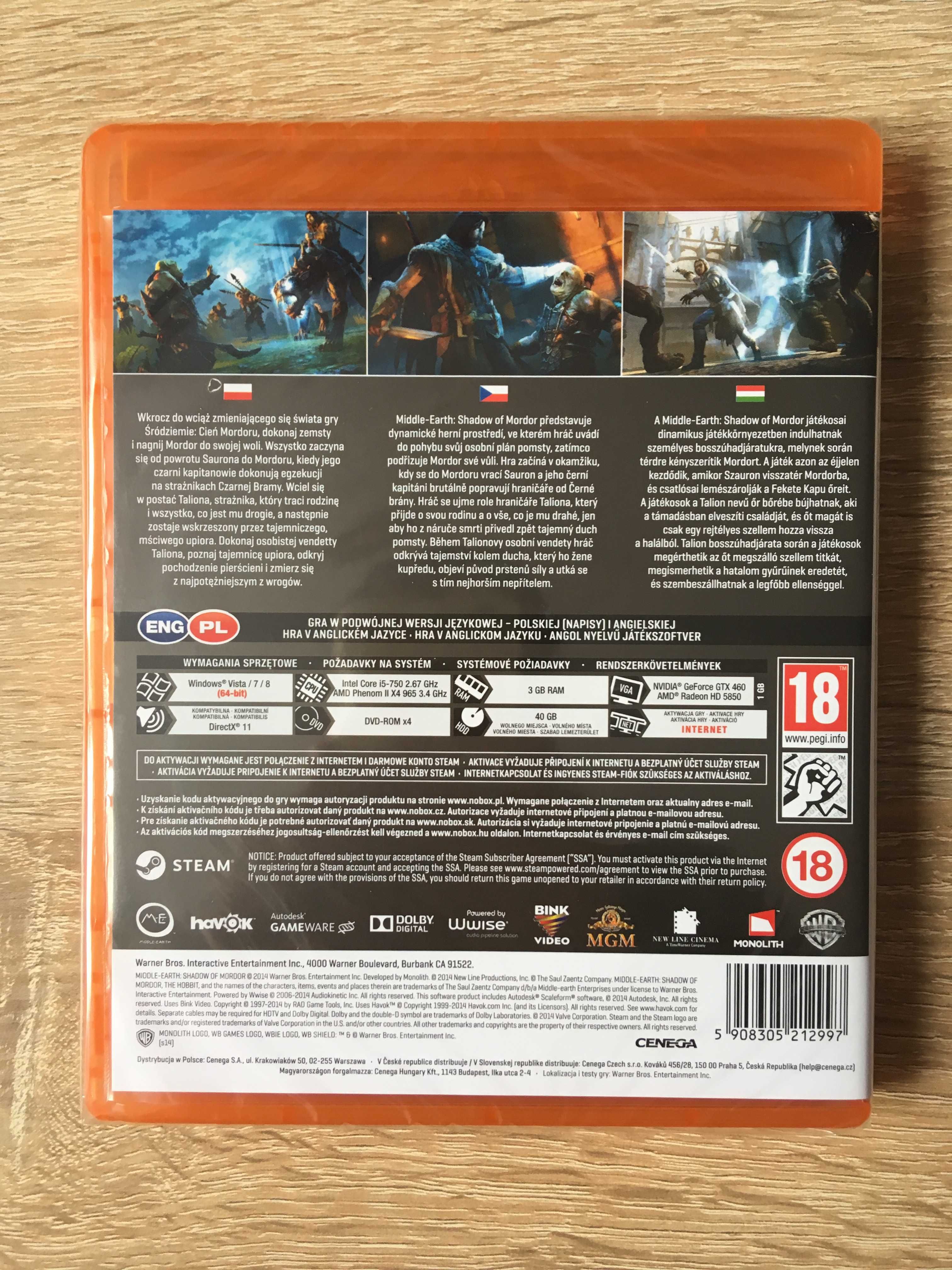 Śródziemie: Cień Mordoru - PC - Warner Bros - PL - NOWA, FOLIA