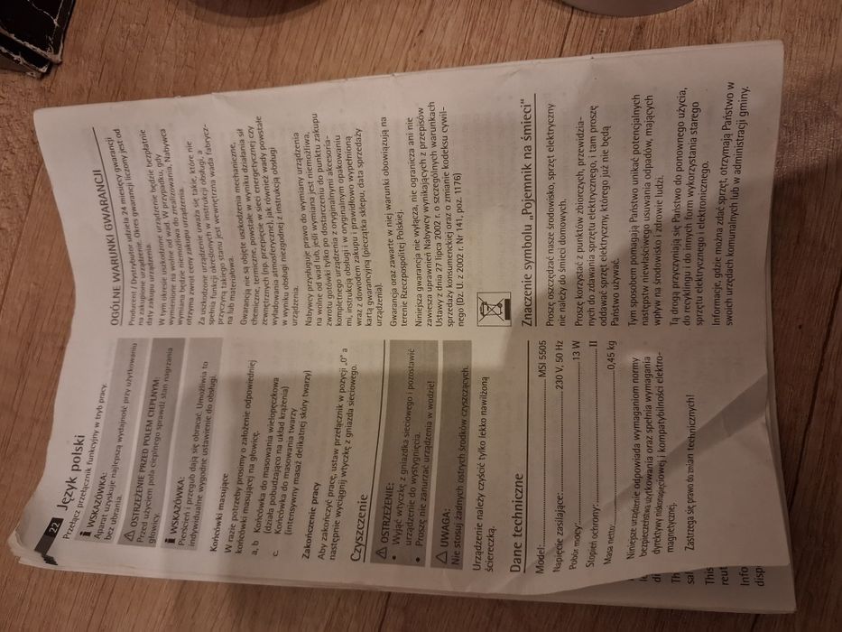 Aparat Firmy AEG MSI5505 do masażu z polem grzewczym