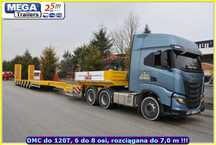 Niskopodwoziowe DMC 120 T, 5-8 osi, skrętne, hydrauliczne ROZSUWANE DO 30 M !!!  .: ODSTĘPSTWA :. HOMOLOGACJA Coc, różne konfiguracje 50 lat na rynku !