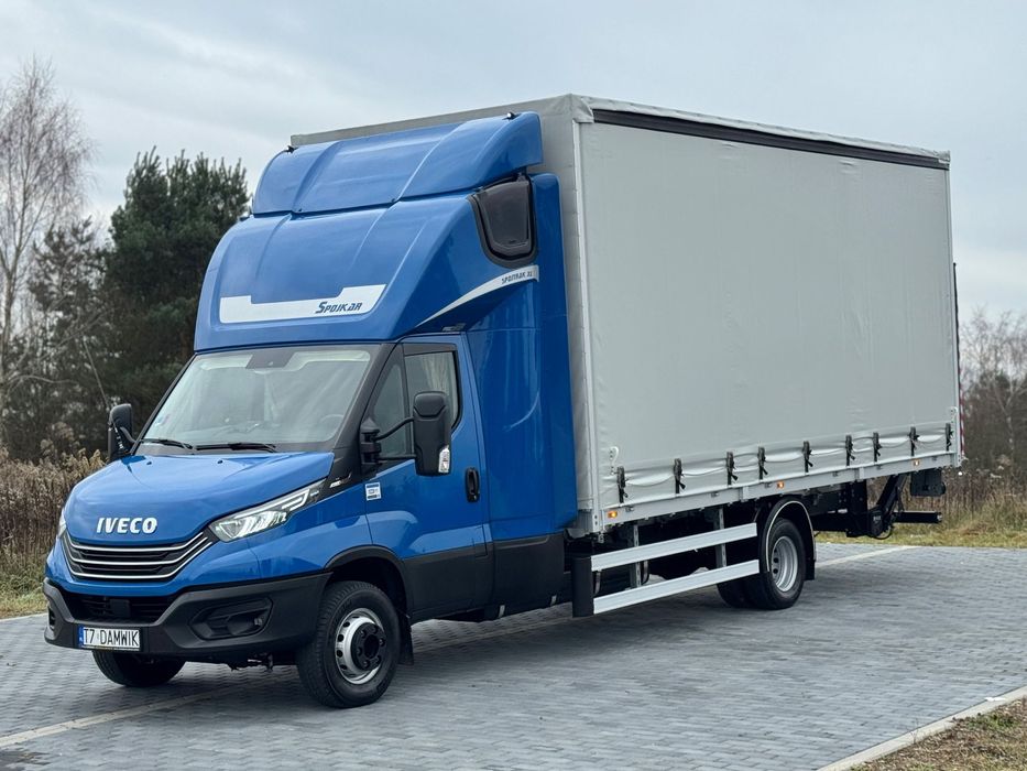 Iveco Daily 2023r Hi-Matic‼️70C21H‼️Winda Bar 1000KG // Plandeka 15 Palet Firanka‼️Spanie z tyłu Spojtrak XL Poduszki Pneumatyczne Wysokość rampowa Full LED Tempomat Salon Polska DMC7200KG Faktura Vat 23% TwinCab  72C21 70C18 Travel Cab XL Solówka 72C18 s