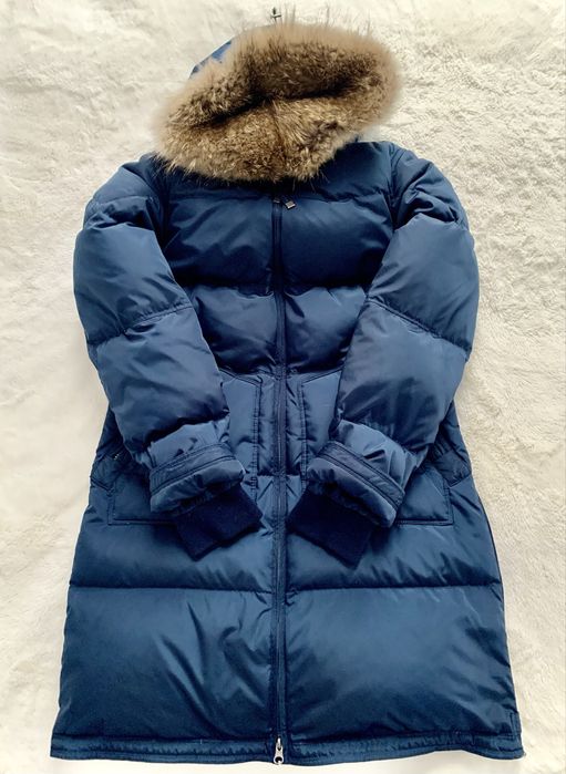 Płaszcz Kurtka Zimowy •puchowy •kaptur z „misiem” •granatowy •rozm.M